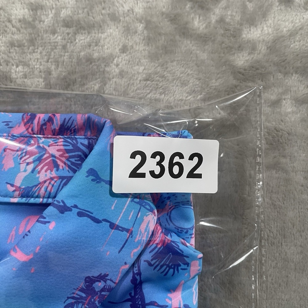 Birdie Bound Shirt Mens Large Blue Polo Golf Performance Stretch Palm Tress - Picture 7 of 7